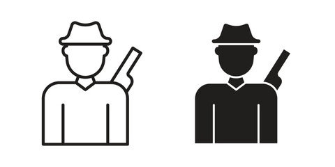 Hunter icon. Vector linear icons. simple flat icons