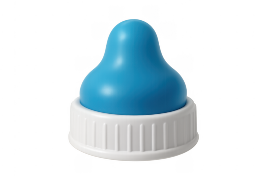 Blue baby bottle nipple with transparent background