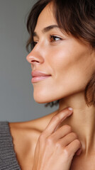 Skincare highlight technique featuring gentle finger touch for radiant skin glow