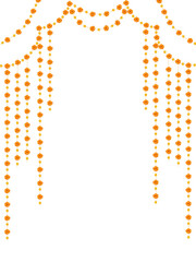 indian hindu wedding elements vector marigold floral garland vector, wedding and festival decoration, border flower decoration with transparent background	