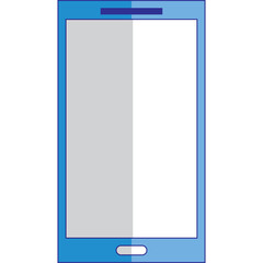 Blue Smartphone Outline With A Shadow on a Transparent Background Isolated Vector Illustration