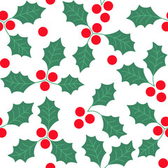 Christmas Pattern with Holly Berry