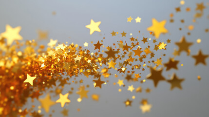 Gold star confetti in a flowing swathe