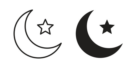 Moon and star icon. Vector linear icons. simple flat icons