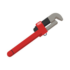 Cartoon Red Pipe Wrench on Black Background