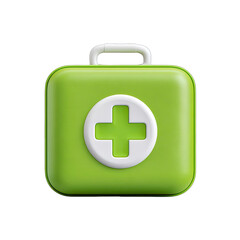 Fototapeta premium 3D rendered green medical kit with white cross