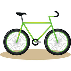 Bright Green Bicycle With Black Tires And Rims On A Sandy Background With A Transparent Overlay