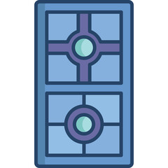 Blue Window With Purple Cross Pattern And Teal Circles Geometric Design On Transparent Background