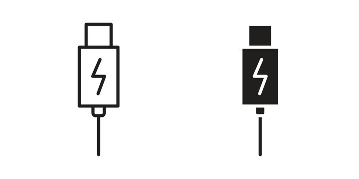 USB type c icon. Vector linear icons. simple flat icons
