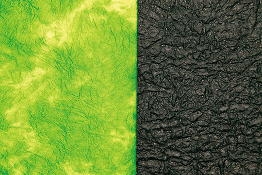 和紙_黄緑色と黒