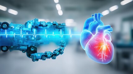 Innovative heart surgery technology medical facility digital art high-tech environment close-up view ai and healthcare concept