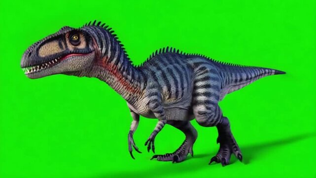 Majungasaurus dinosaur standing tall against a vibrant green screen background in full view dinosaur green screen video