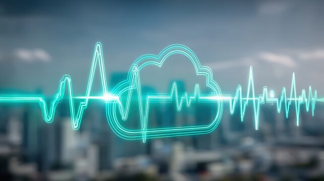 Analyzing cloud-based health data trends urban environment infographic futuristic viewpoint data visualization concept