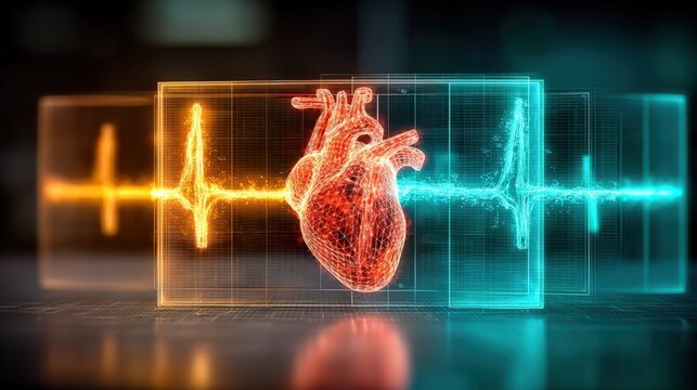 Heart health monitoring technology medical innovation interactive visualization clinical environment digital perspective vital life concepts