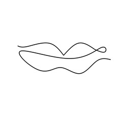 Minimalist One Line Drawing of Lips on white Background