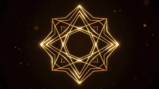 Geometric Golden Radiant Hexagram Mandala Symbol Reveal, Motion Video