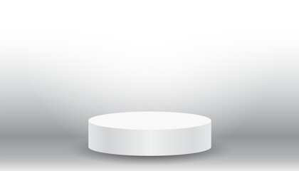 White blank podiums stand to show products on white background with lights, Vector illustration.