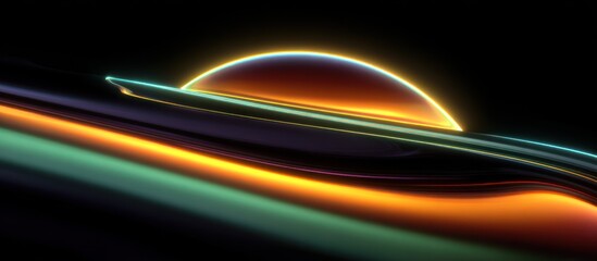 Abstract planet with glowing rings.