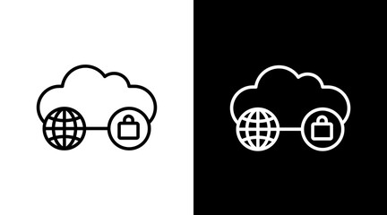 Hybrid Cloud  White Icon Set Design