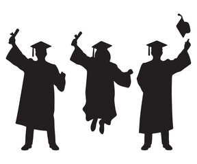 Happy Graduates Silhouettes - Celebration of Achievement
