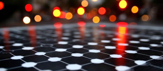 Abstract solar panel with bokeh lights.