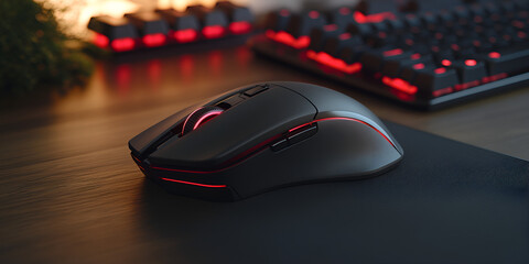 Wireless RGB Gaming Mouse on Desk with Colorful Keyboard Lights