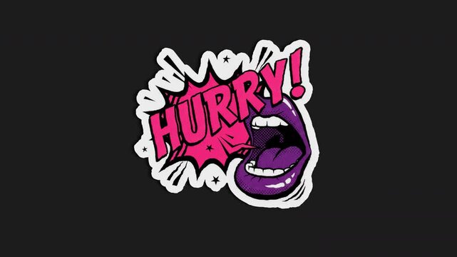 Purple Hurry Wiggle Sticker, Doodle Style