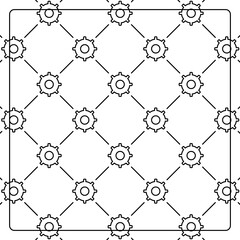 Seamless pattern on a white background with gear icons. Line design for posters, social media, and banner templates.