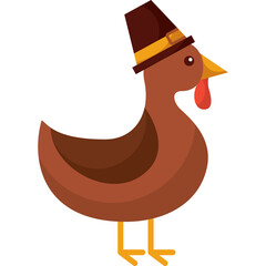 Brown Turkey Wearing Pilgrim Hat With Transparent Background