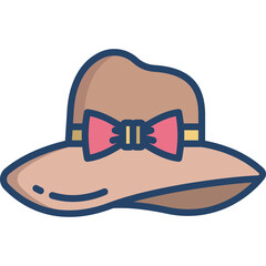 Brown Wide Brimmed Sun Hat With Pink Ribbon And Yellow Accent Bow On A Transparent Background