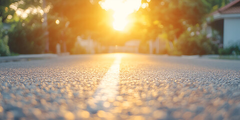 Asphalt Road Leading to Sunrise Morning Journey Concept