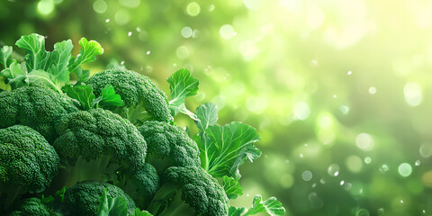 Fresh Green Broccoli Field in Morning Sunlight