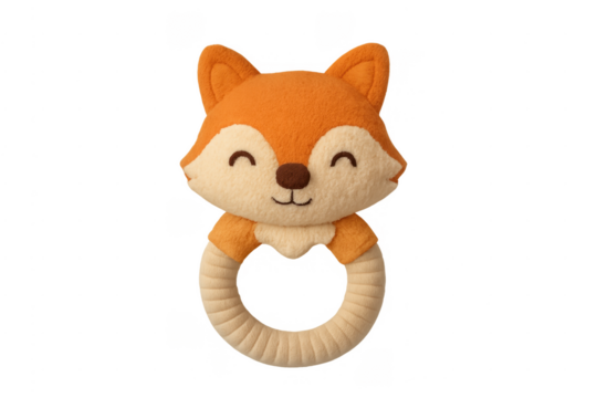 Cute plush fox baby rattle and teether toy