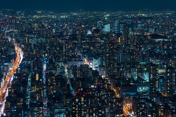 日本の都市風景　大阪夜景　あべのハルカスからの眺望
