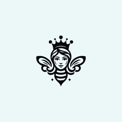 Woman bee logo icon design template vector illustration