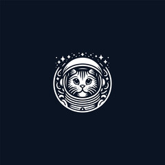 Cat astronaut logo icon design template vector illustration