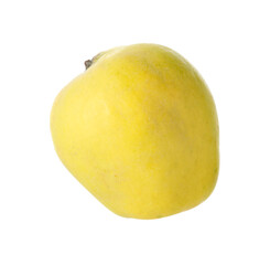 One fresh ripe quince isolated on white