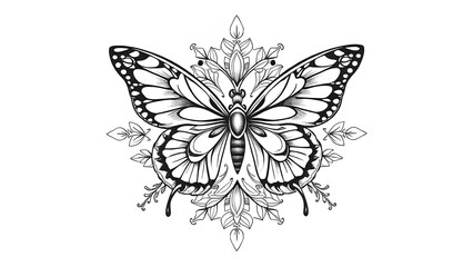 butterfly mandala outline tattoo design
