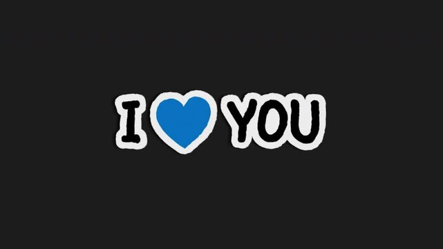Blue I Love You Wiggle Sticker, Doodle Style