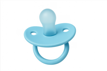 Blue baby pacifier for infant comfort with transparent background