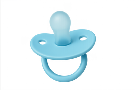 Blue baby pacifier for infant comfort with transparent background