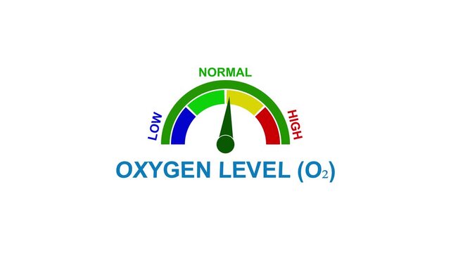 Oxygen Level Meter with Low Normal High Indicators and Needle on White Background gauge