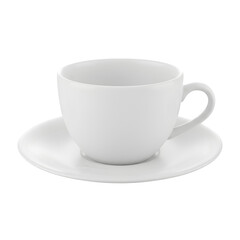 White Ceramic Coffee Cup and Saucer Set Isolated on Transparent Background Studio Shot Clean Minimalist Design for Beverage Service and Drink Presentations