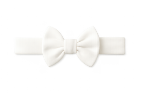 White fabric bow tie knot transparent background