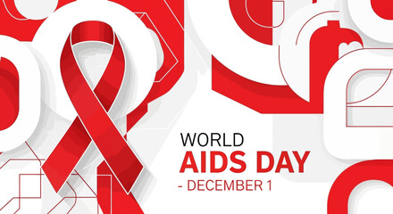 World AIDS Day Awareness with Red Ribbon Symbol.