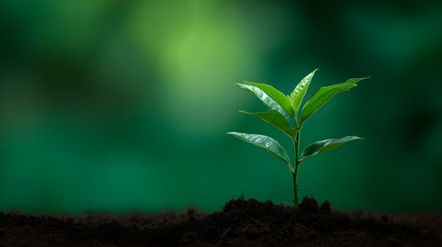 Futuristic Growth: Lone Sapling on Digital Wireframe Grid Platform - Powered by Adobe