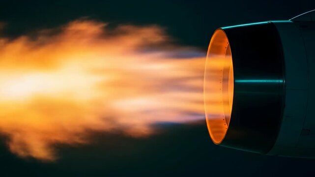 Jet engine exhaust flames powerful thrust