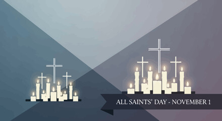All Saints Day November 1st Commemoration with Crosses and Candles.