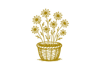 Chamomile hand drawn simple sketch vector illustration