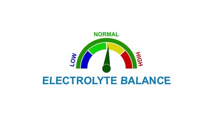 Electrolyte Balance Gauge Displaying Normal Range with Low and High Levels meter indicator